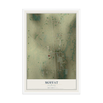 Map of Moffat, Colorado, 12 x 18 inch print in a white wood frame