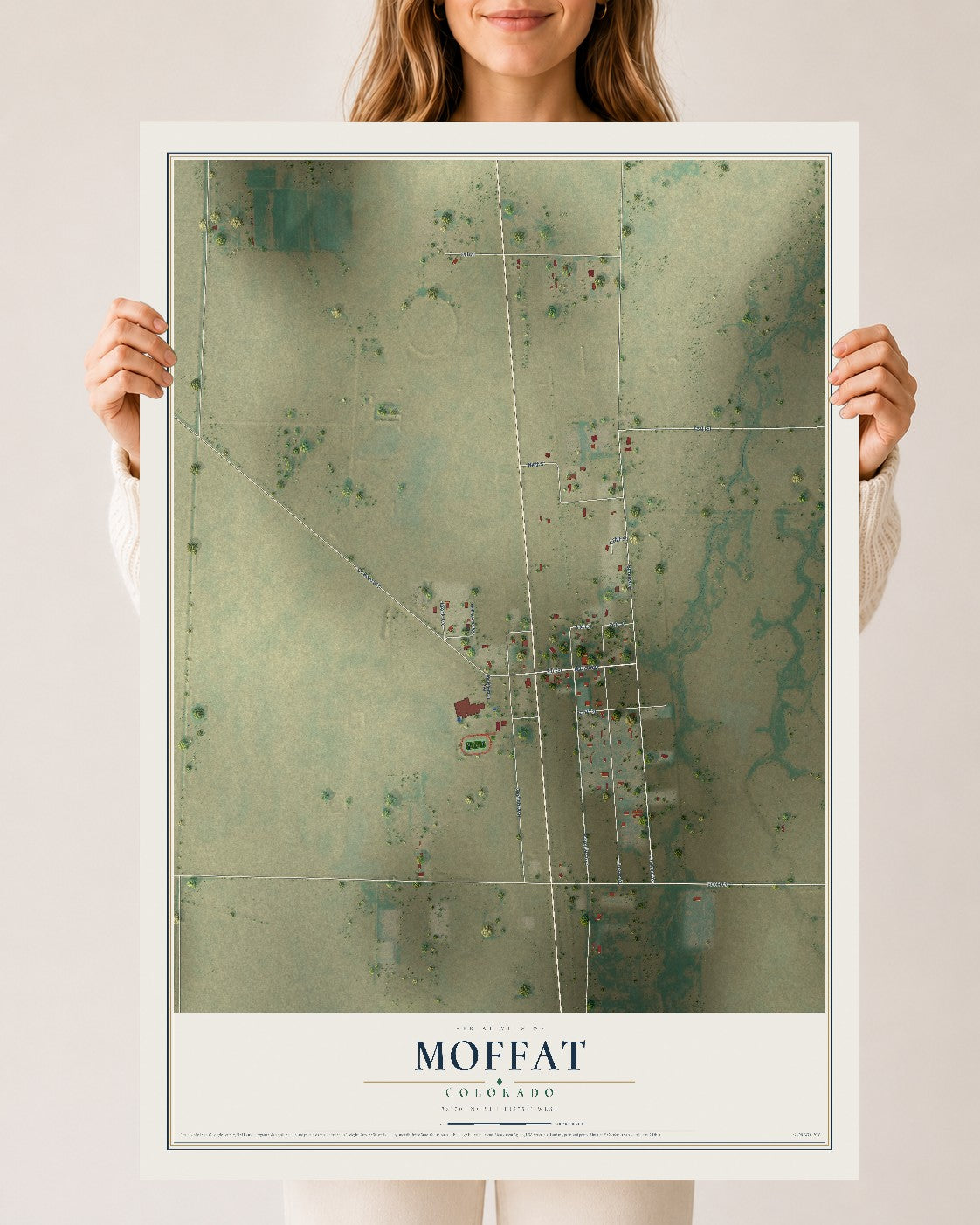 Map of Moffat, Colorado, 24 x 36 inch unframed archival matte print
