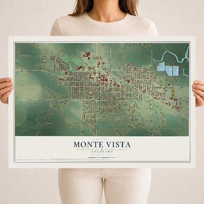 Map of Monte Vista, Colorado, 18 x 24 inch unframed archival matte print