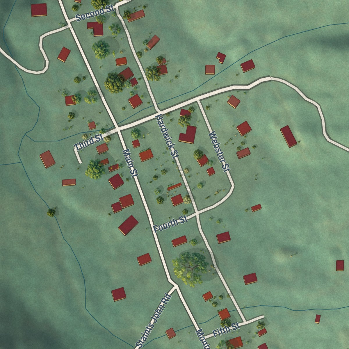 Close-up of the map of Montezuma, Colorado print showing street and building detail