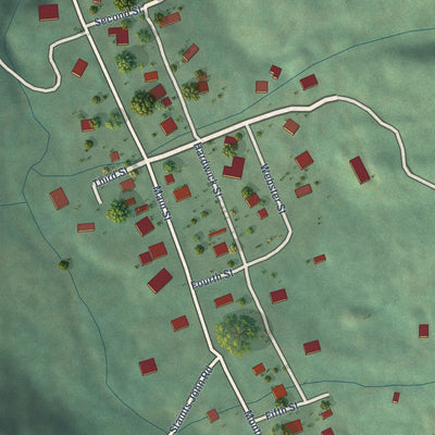Close-up of the map of Montezuma, Colorado print showing street and building detail