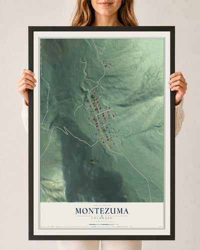Map of Montezuma, Colorado, 24 x 36 inch print in a black wood frame