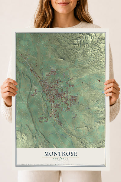 Map of Montrose, Colorado, 18 x 24 inch unframed archival matte print