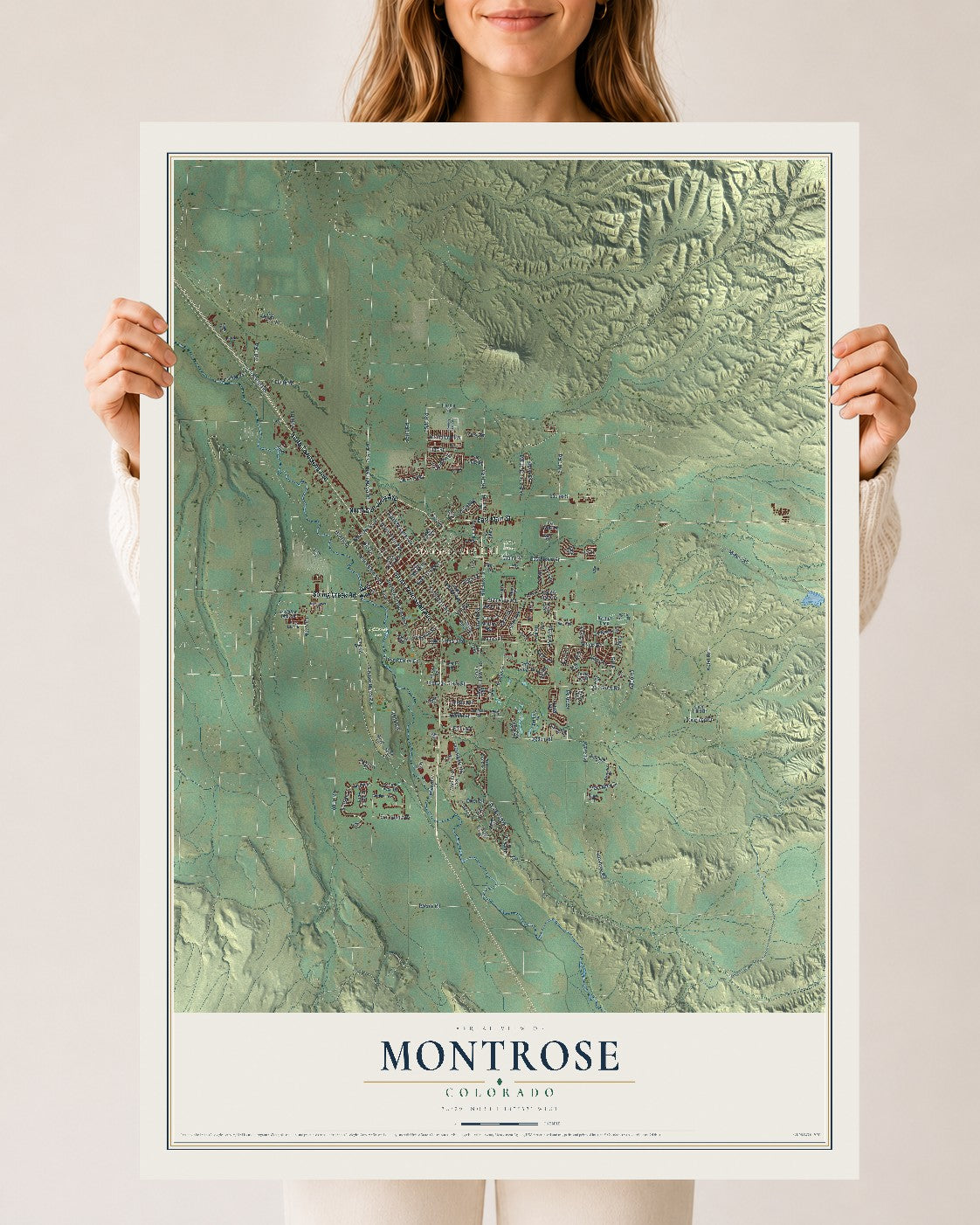 Map of Montrose, Colorado, 24 x 36 inch unframed archival matte print