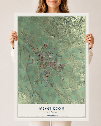 Map of Montrose, Colorado, 24 x 36 inch unframed archival matte print