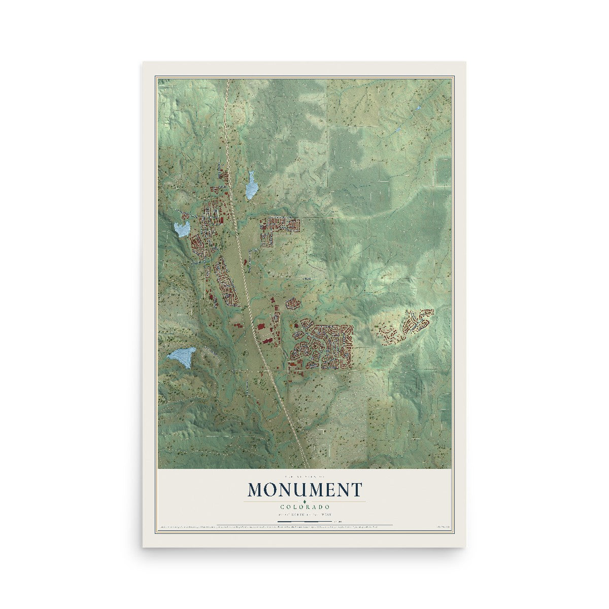 Map of Monument, Colorado, 12 x 18 inch unframed archival matte print