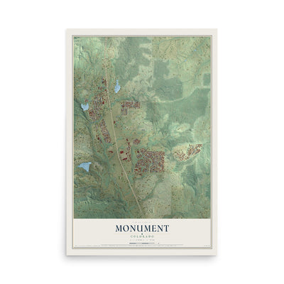 Map of Monument, Colorado, 12 x 18 inch unframed archival matte print