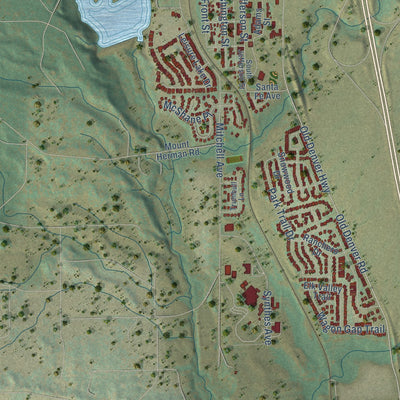 Second close-up of the map of Monument, Colorado print showing more streets and buildings