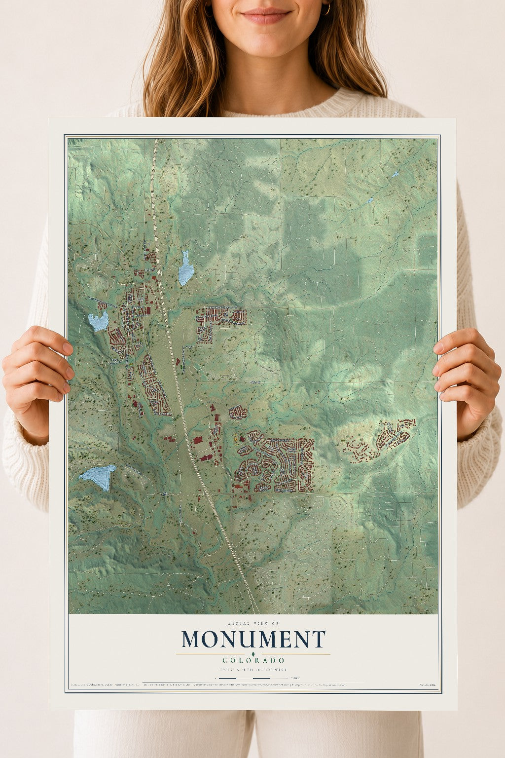 Map of Monument, Colorado, 18 x 24 inch unframed archival matte print