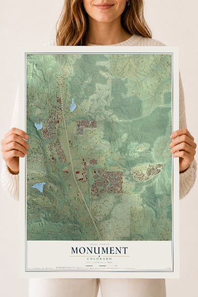 Map of Monument, Colorado, 18 x 24 inch unframed archival matte print
