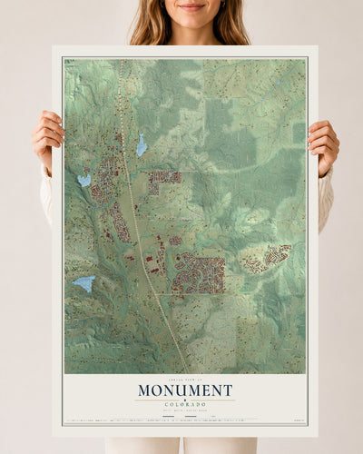 Map of Monument, Colorado, 24 x 36 inch unframed archival matte print