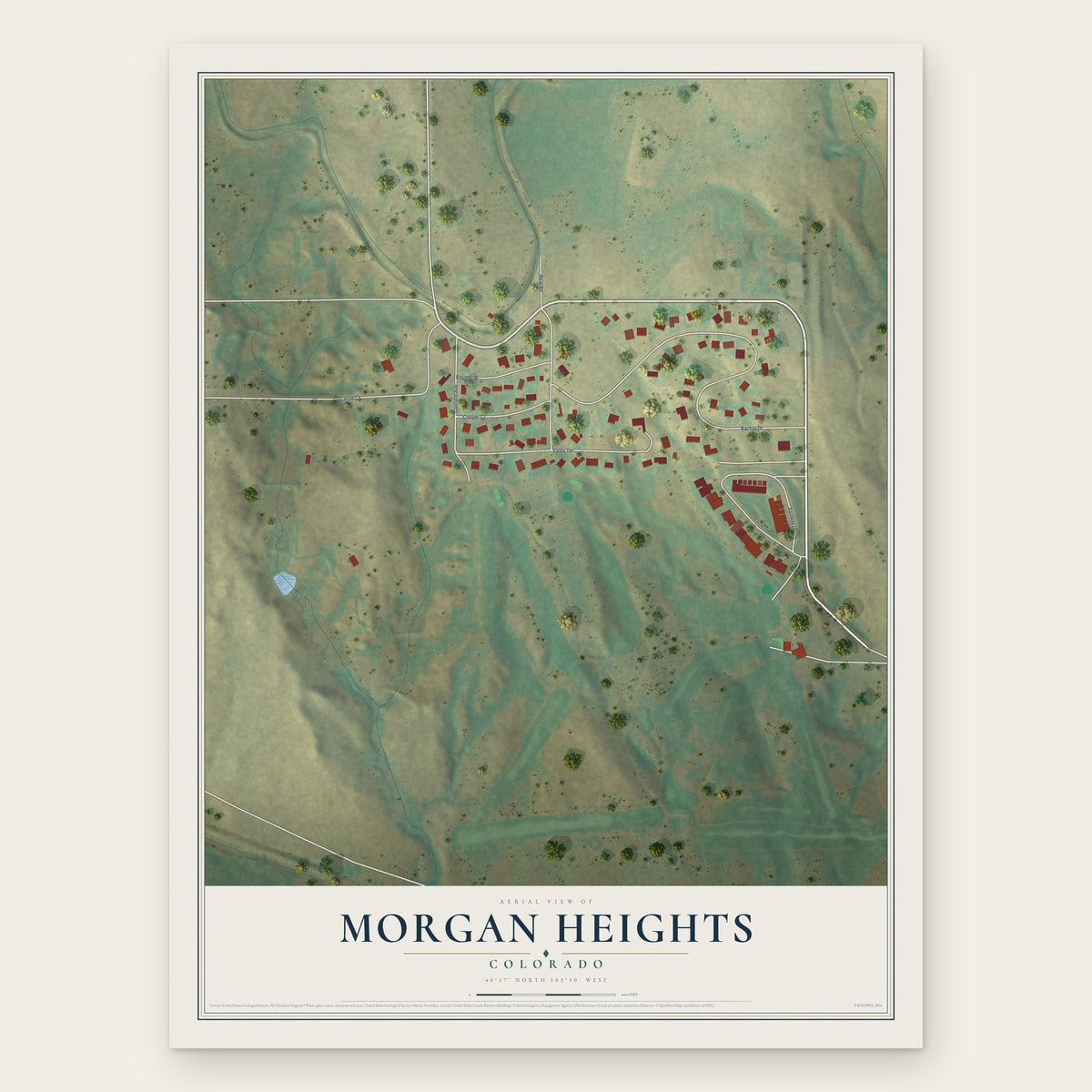 Morgan Heights, Colorado map print, the full design