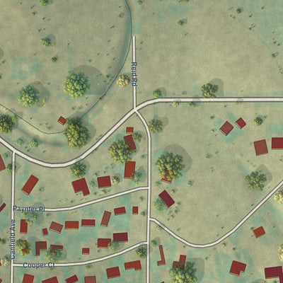 Close-up of the map of Morgan Heights, Colorado print showing street and building detail