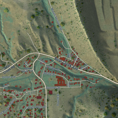 Second close-up of the map of Morrison, Colorado print showing more streets and buildings