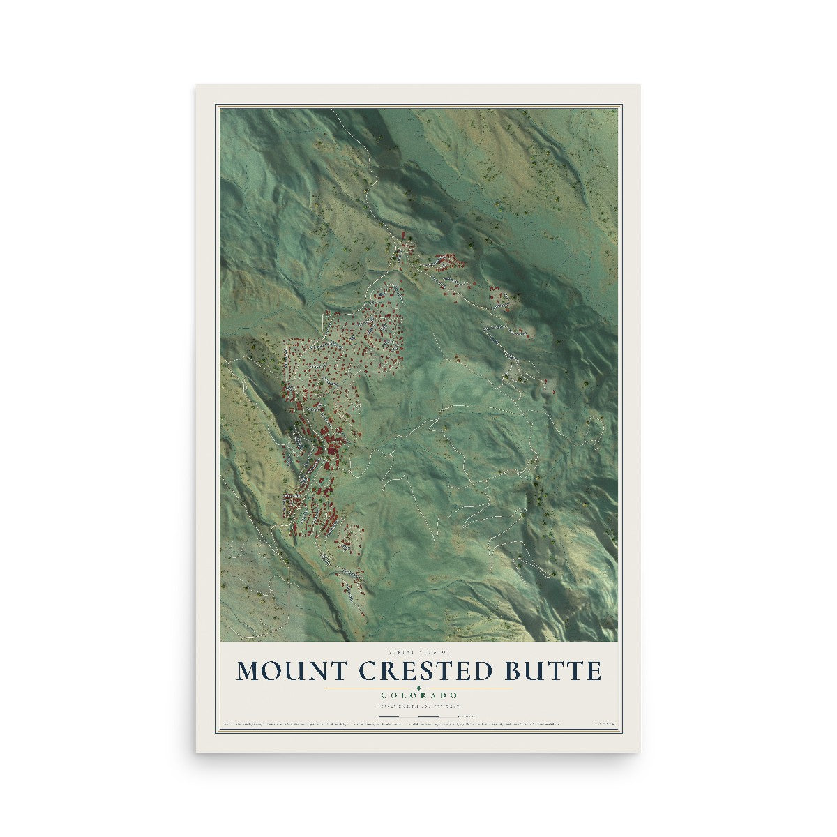 Map of Mount Crested Butte, Colorado, 12 x 18 inch unframed archival matte print