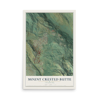 Map of Mount Crested Butte, Colorado, 12 x 18 inch unframed archival matte print