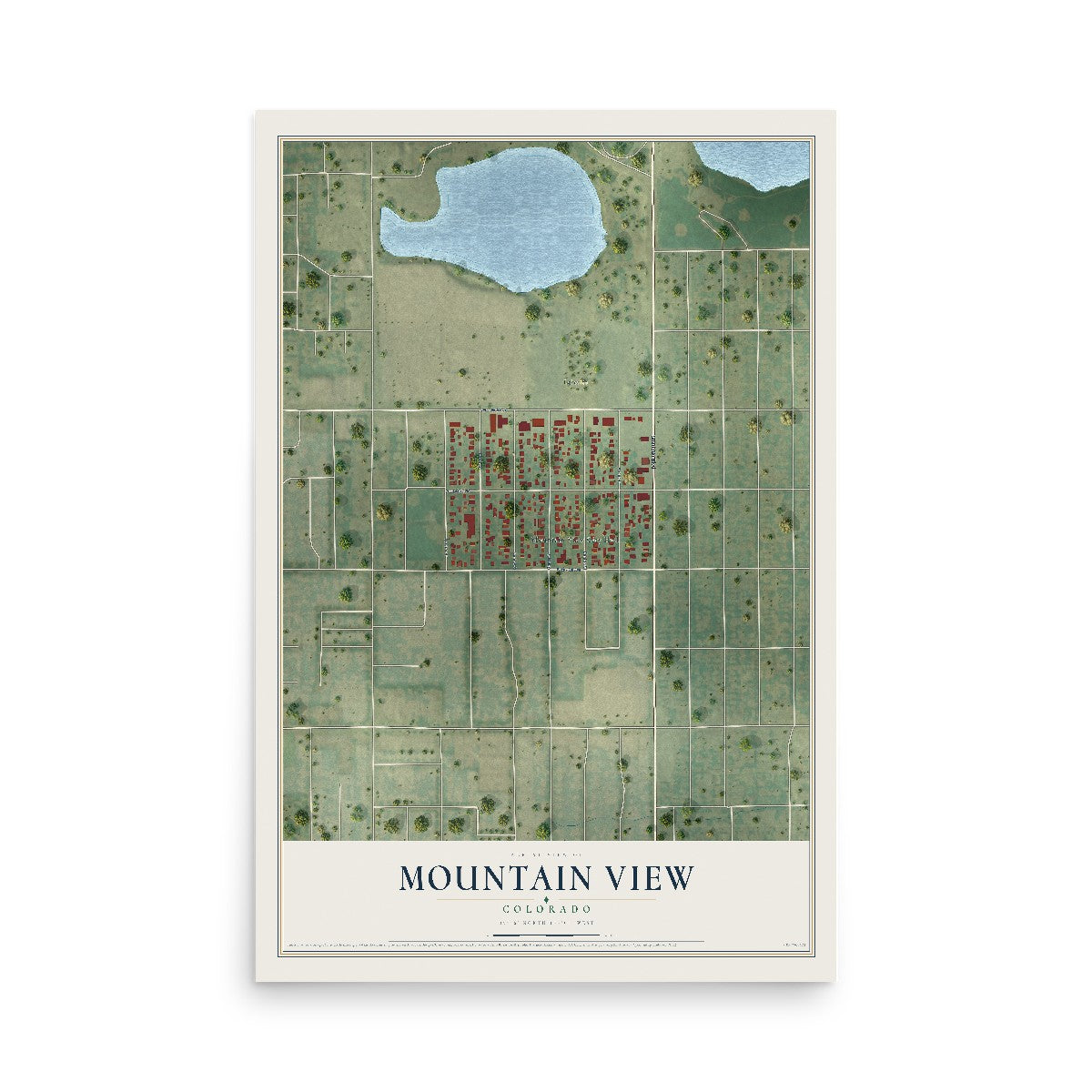Map of Mountain View, Colorado, 12 x 18 inch unframed archival matte print