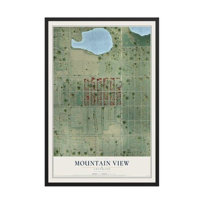 Map of Mountain View, Colorado, 12 x 18 inch print in a black wood frame
