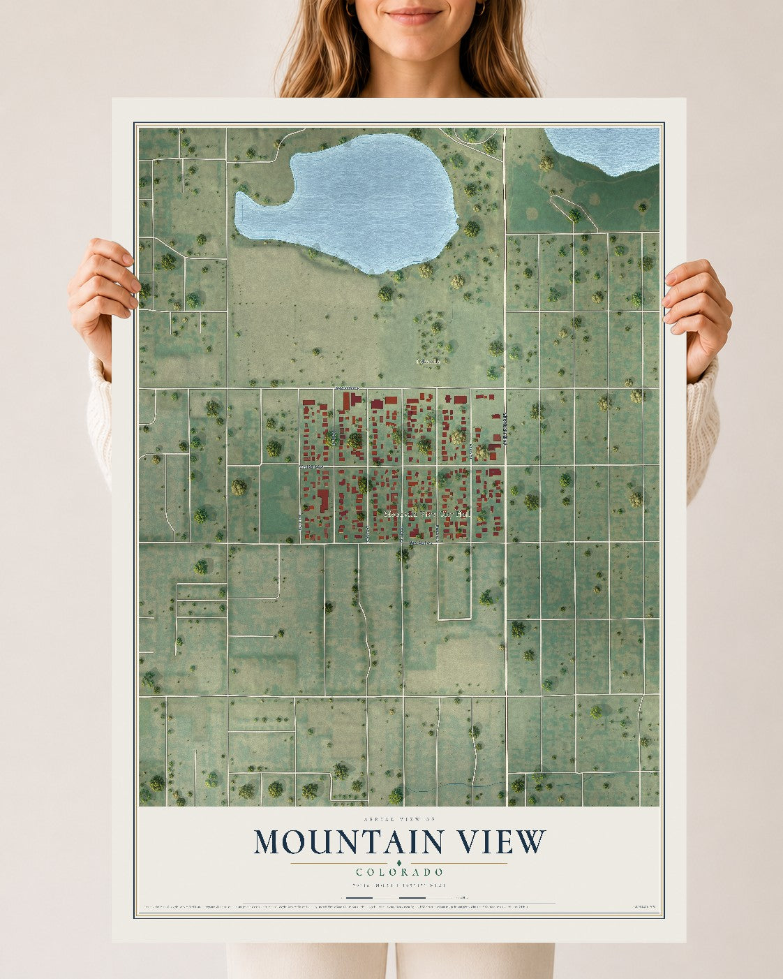 Map of Mountain View, Colorado, 24 x 36 inch unframed archival matte print