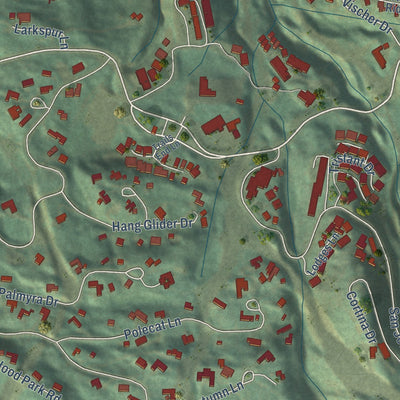 Close-up of the map of Mountain Village, Colorado print showing street and building detail