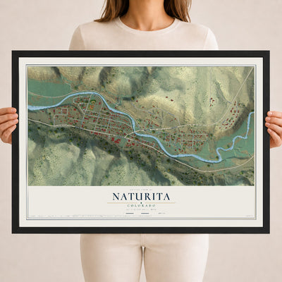 Map of Naturita, Colorado, 18 x 24 inch print in a black wood frame