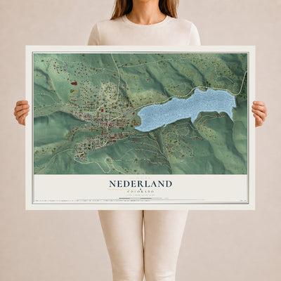 Map of Nederland, Colorado, 24 x 36 inch unframed archival matte print