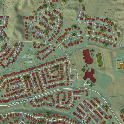 Close-up of the map of New Castle, Colorado print showing street and building detail