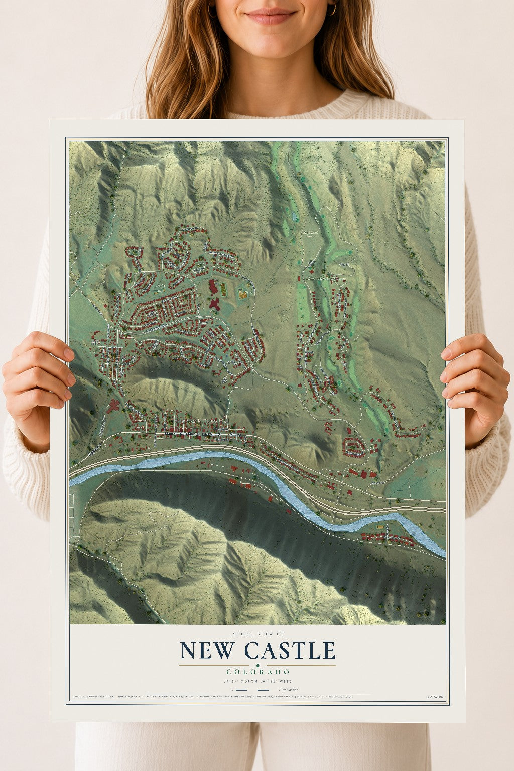 Map of New Castle, Colorado, 18 x 24 inch unframed archival matte print