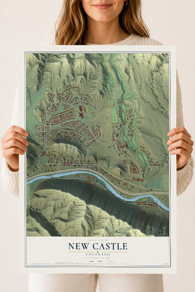 Map of New Castle, Colorado, 18 x 24 inch unframed archival matte print