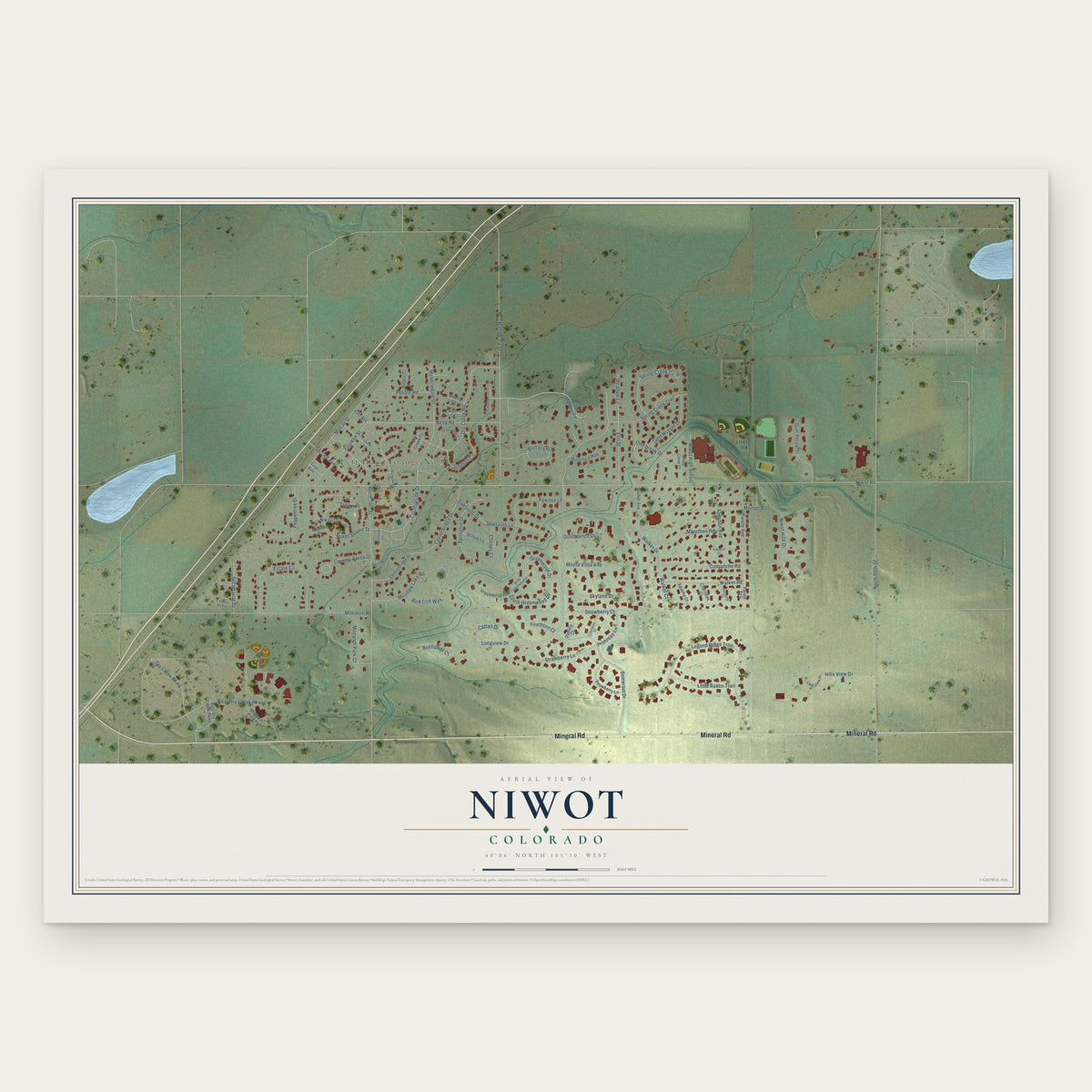 Niwot, Colorado map print, the full design