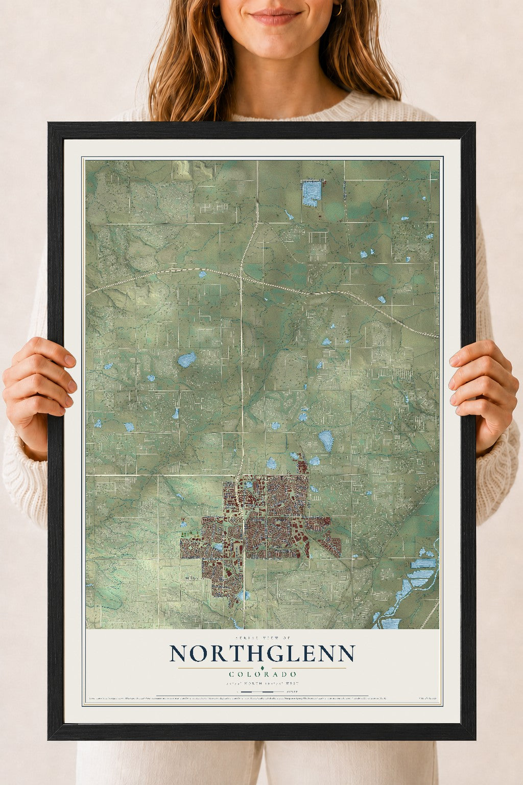 Map of Northglenn, Colorado, 18 x 24 inch print in a black wood frame