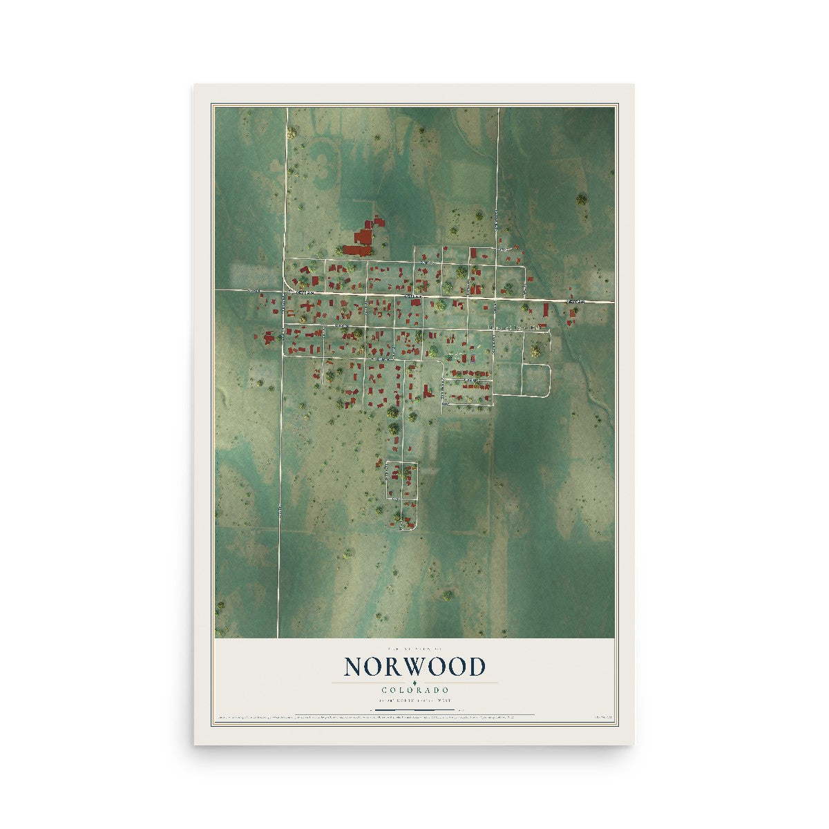 Map of Norwood, Colorado, 12 x 18 inch unframed archival matte print