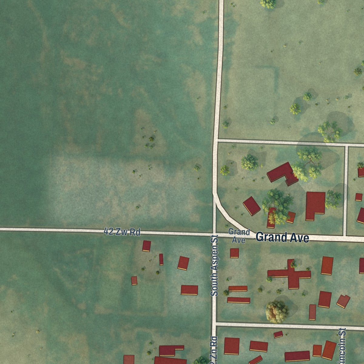 Second close-up of the map of Norwood, Colorado print showing more streets and buildings