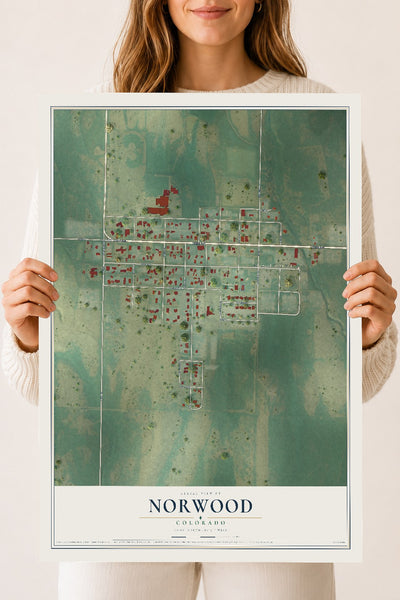 Map of Norwood, Colorado, 18 x 24 inch unframed archival matte print
