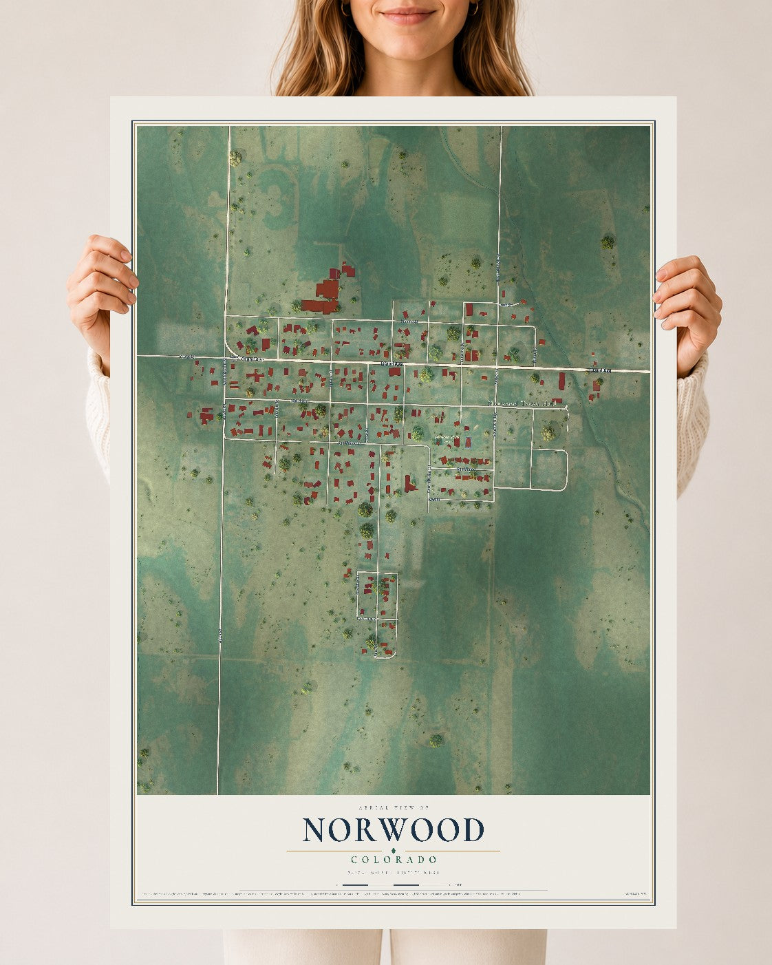 Map of Norwood, Colorado, 24 x 36 inch unframed archival matte print