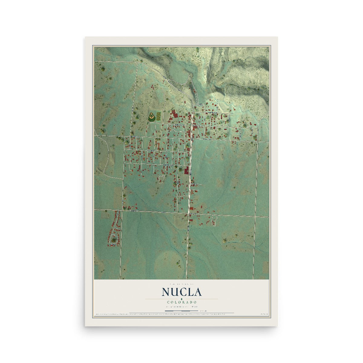 Map of Nucla, Colorado, 12 x 18 inch unframed archival matte print