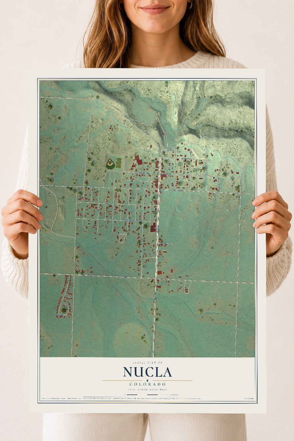 Map of Nucla, Colorado, 18 x 24 inch unframed archival matte print