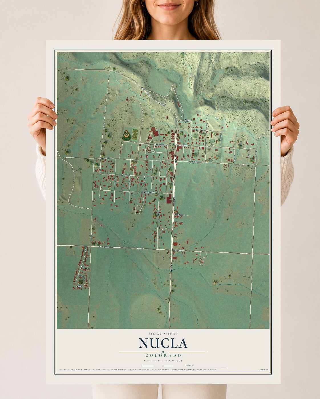 Map of Nucla, Colorado, 24 x 36 inch unframed archival matte print