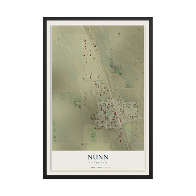 Map of Nunn, Colorado, 12 x 18 inch print in a black wood frame
