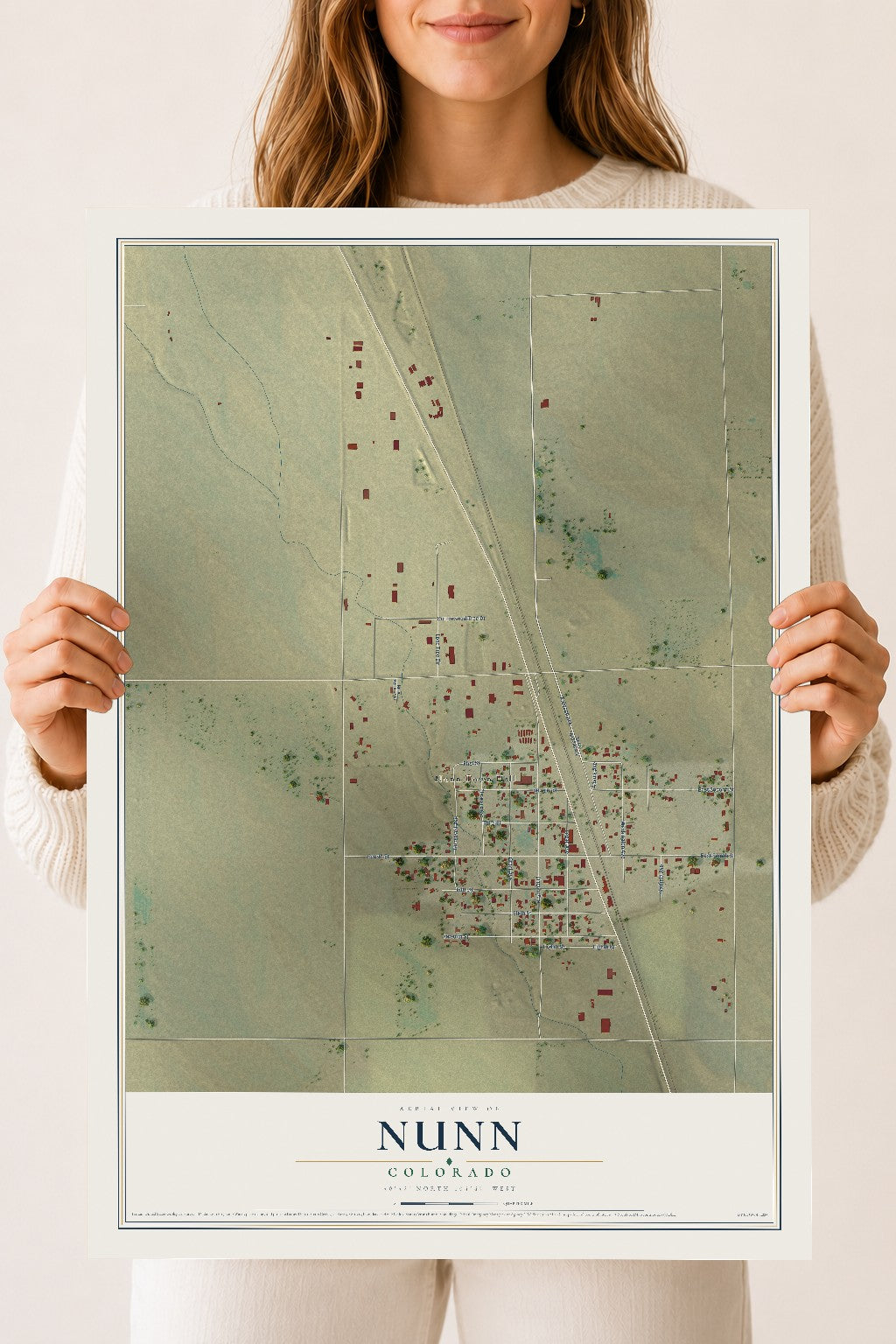 Map of Nunn, Colorado, 18 x 24 inch unframed archival matte print