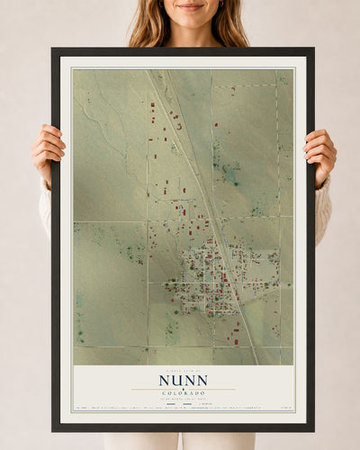 Map of Nunn, Colorado, 24 x 36 inch print in a black wood frame