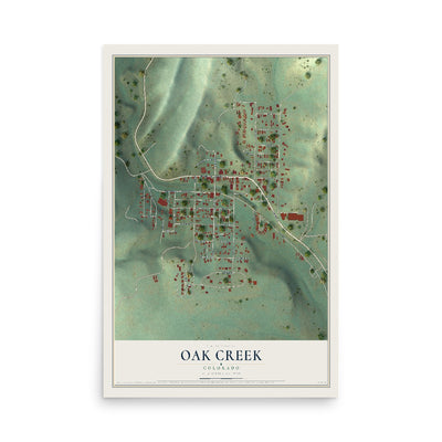 Map of Oak Creek, Colorado, 12 x 18 inch unframed archival matte print