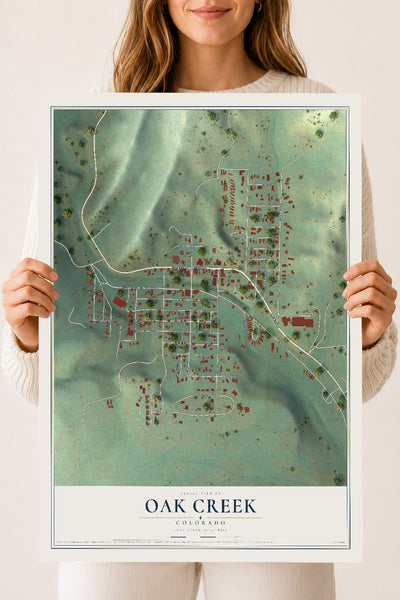 Map of Oak Creek, Colorado, 18 x 24 inch unframed archival matte print