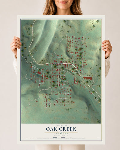 Map of Oak Creek, Colorado, 24 x 36 inch unframed archival matte print