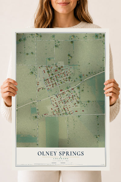 Map of Olney Springs, Colorado, 18 x 24 inch unframed archival matte print