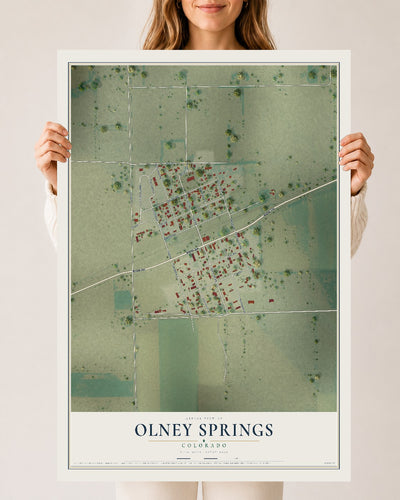 Map of Olney Springs, Colorado, 24 x 36 inch unframed archival matte print