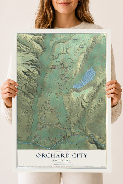 Map of Orchard City, Colorado, 18 x 24 inch unframed archival matte print