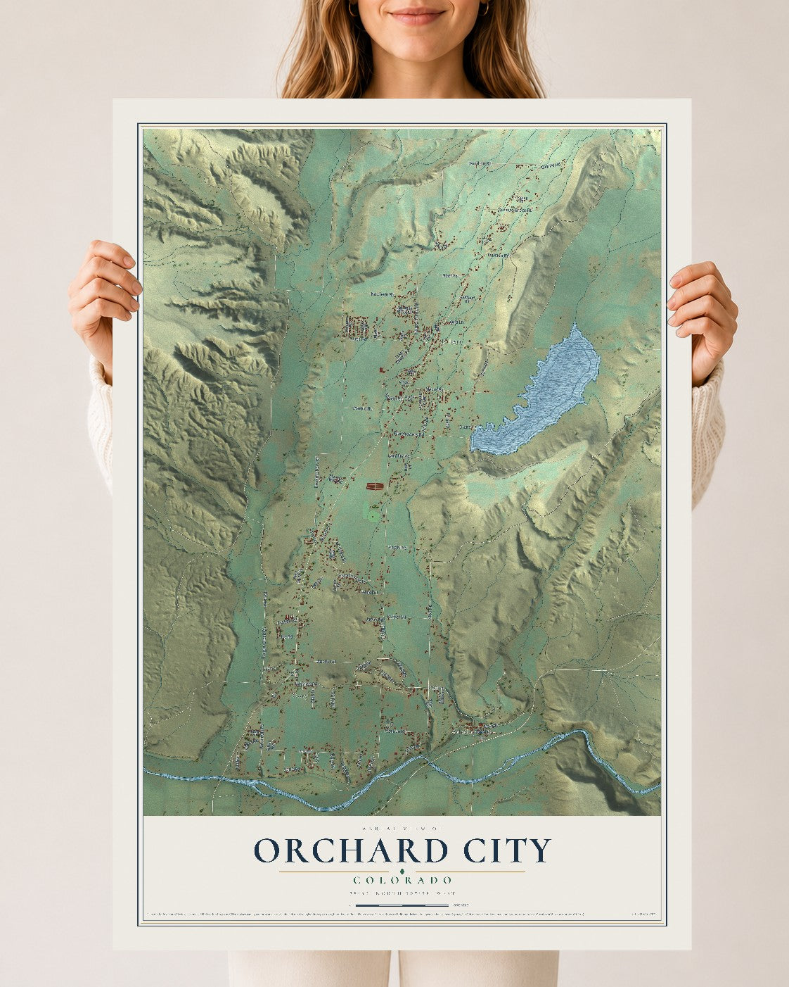 Map of Orchard City, Colorado, 24 x 36 inch unframed archival matte print
