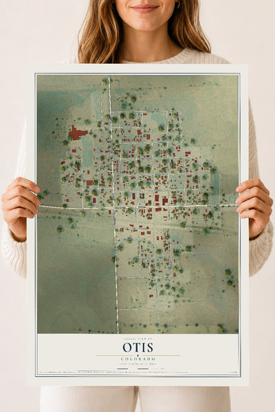 Map of Otis, Colorado, 18 x 24 inch unframed archival matte print