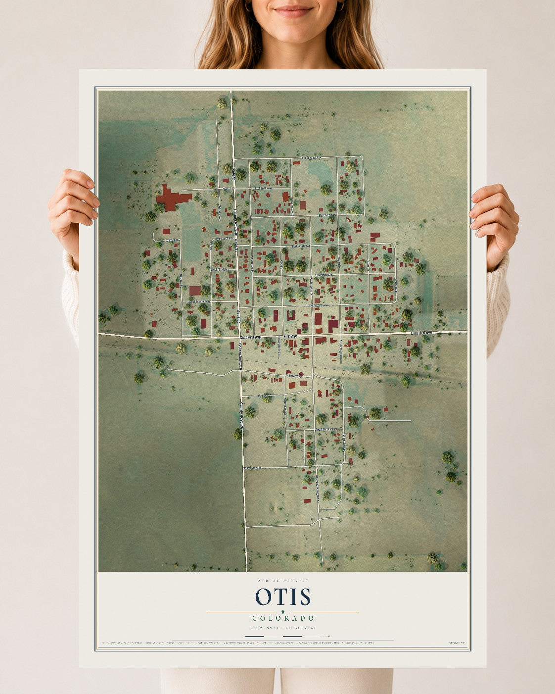 Map of Otis, Colorado, 24 x 36 inch unframed archival matte print